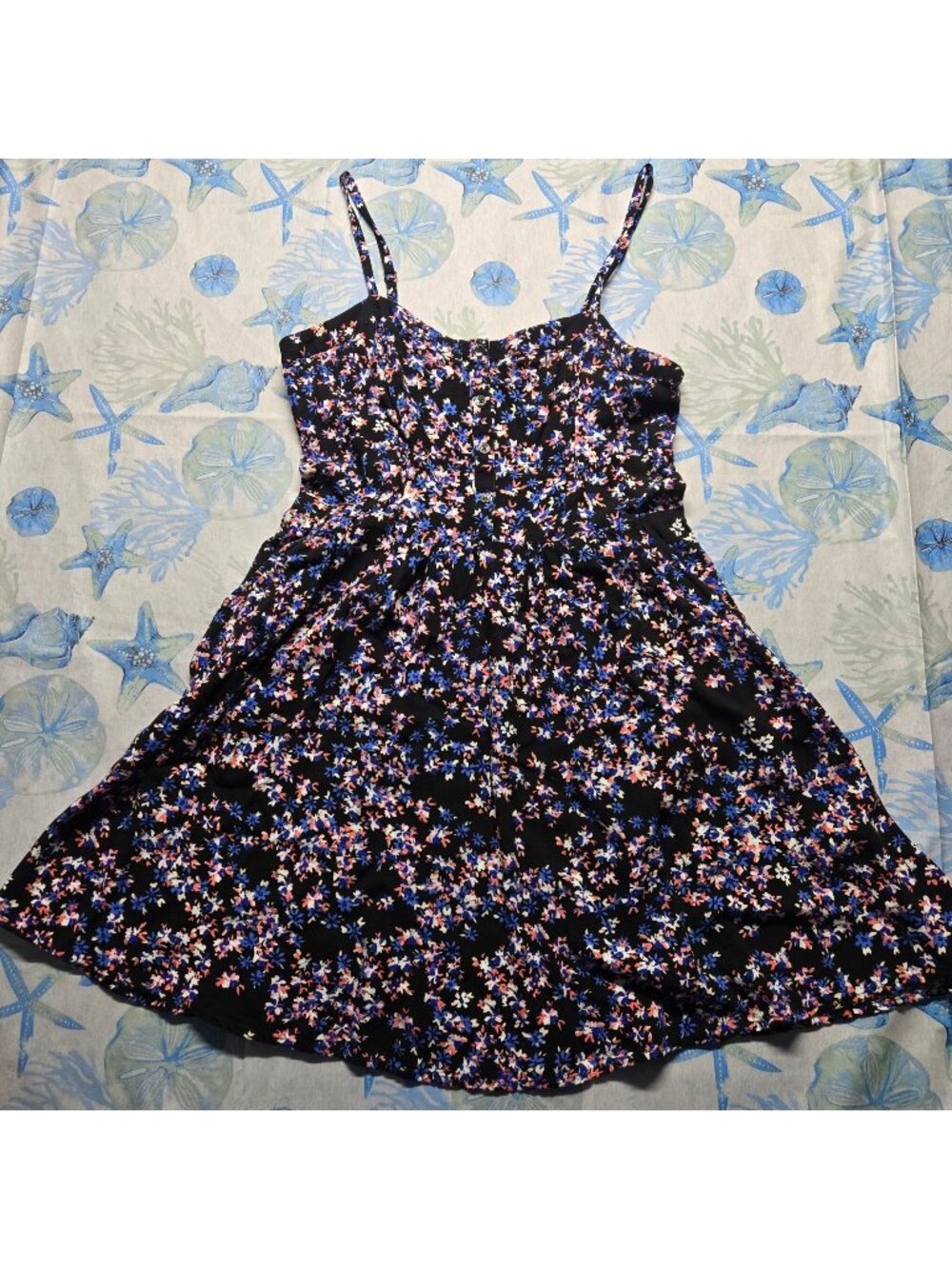 Express Floral Button Henley Fit & Flare Cami Dress Womens  Sz M (26-0175)
